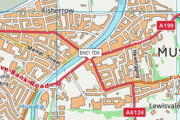 EH21 7DX map - OS VectorMap District (Ordnance Survey)
