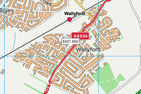 EH21 8AG map - OS VectorMap District (Ordnance Survey)