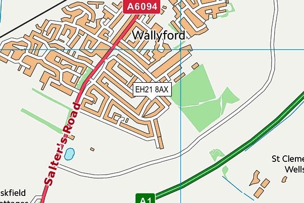 EH21 8AX map - OS VectorMap District (Ordnance Survey)