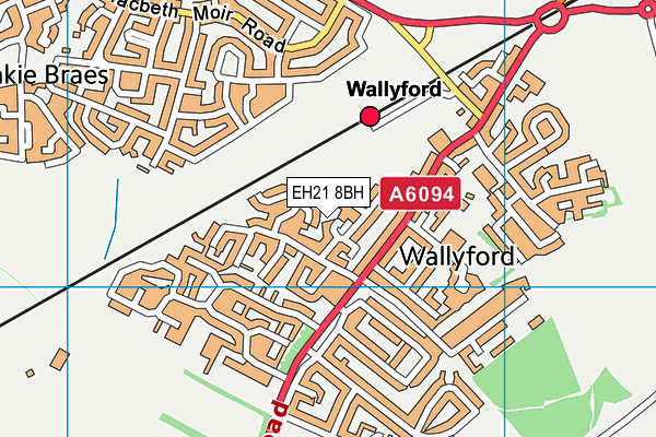 EH21 8BH map - OS VectorMap District (Ordnance Survey)