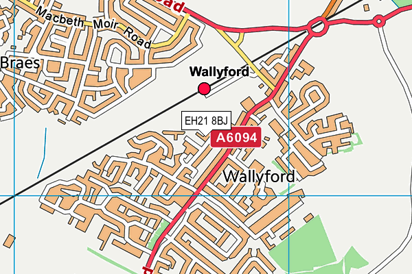 EH21 8BJ map - OS VectorMap District (Ordnance Survey)