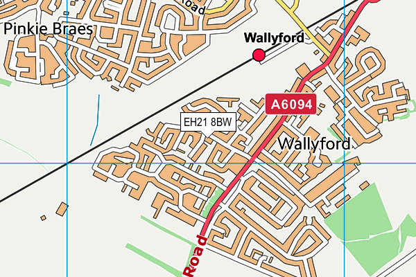 EH21 8BW map - OS VectorMap District (Ordnance Survey)