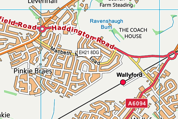 EH21 8DG map - OS VectorMap District (Ordnance Survey)