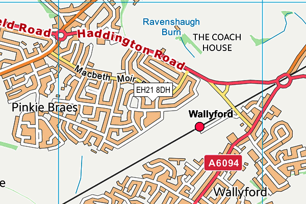 EH21 8DH map - OS VectorMap District (Ordnance Survey)