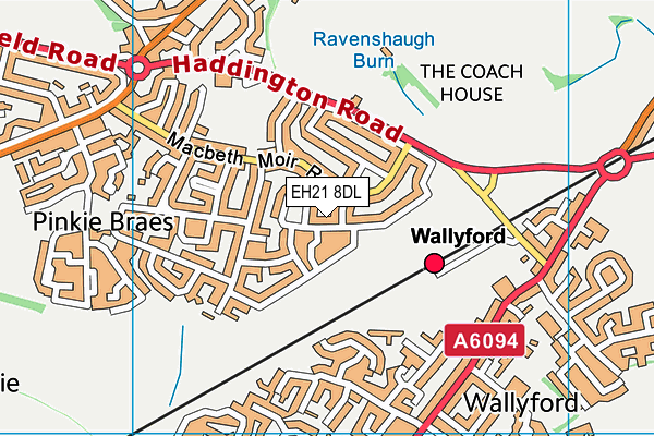 EH21 8DL map - OS VectorMap District (Ordnance Survey)