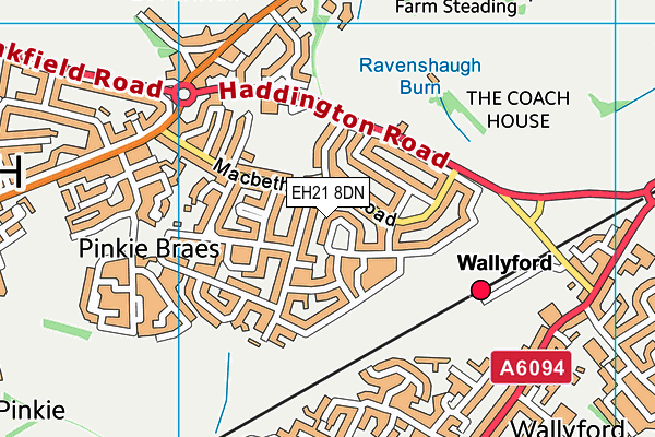 EH21 8DN map - OS VectorMap District (Ordnance Survey)