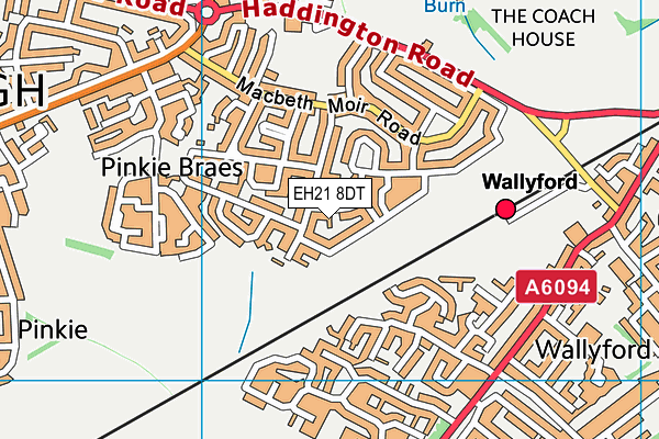 EH21 8DT map - OS VectorMap District (Ordnance Survey)