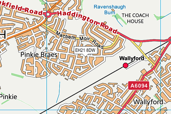 EH21 8DW map - OS VectorMap District (Ordnance Survey)