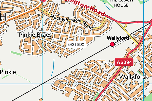 EH21 8DX map - OS VectorMap District (Ordnance Survey)