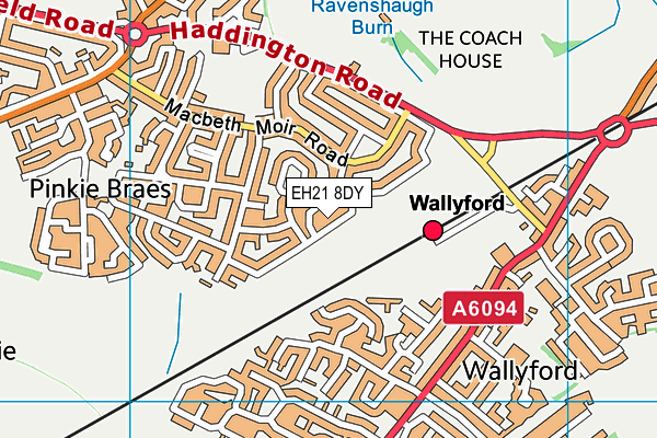 EH21 8DY map - OS VectorMap District (Ordnance Survey)