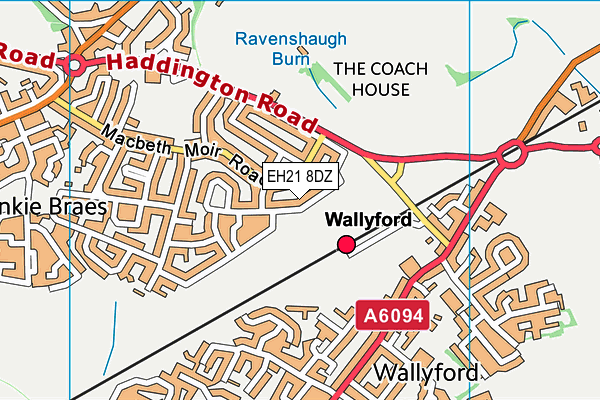 EH21 8DZ map - OS VectorMap District (Ordnance Survey)