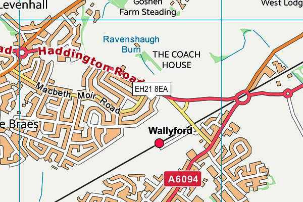 EH21 8EA map - OS VectorMap District (Ordnance Survey)