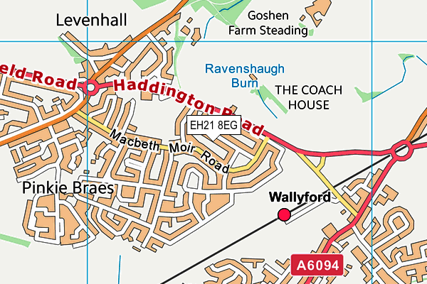 EH21 8EG map - OS VectorMap District (Ordnance Survey)