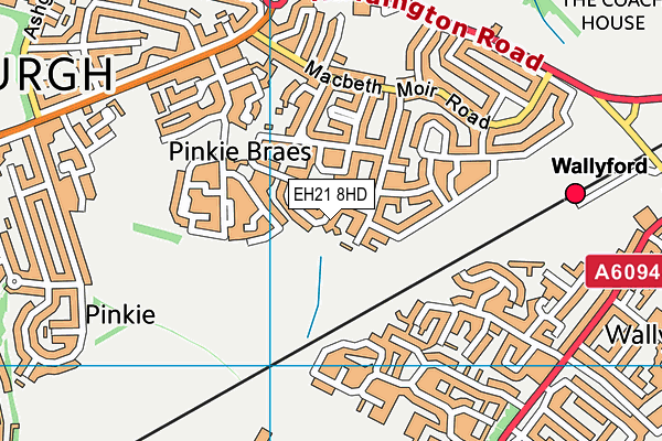 EH21 8HD map - OS VectorMap District (Ordnance Survey)