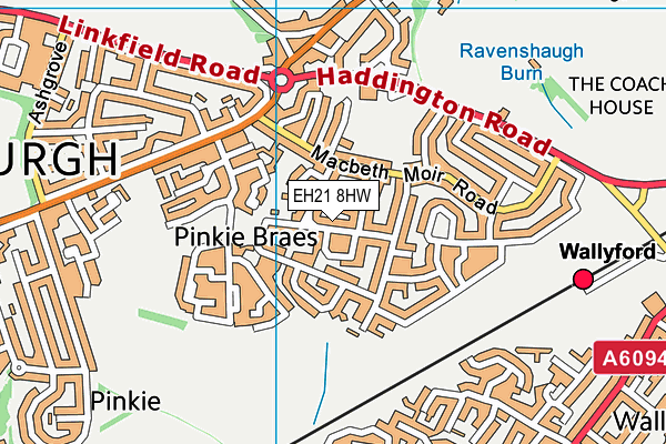 EH21 8HW map - OS VectorMap District (Ordnance Survey)