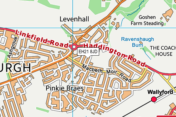 EH21 8JD map - OS VectorMap District (Ordnance Survey)