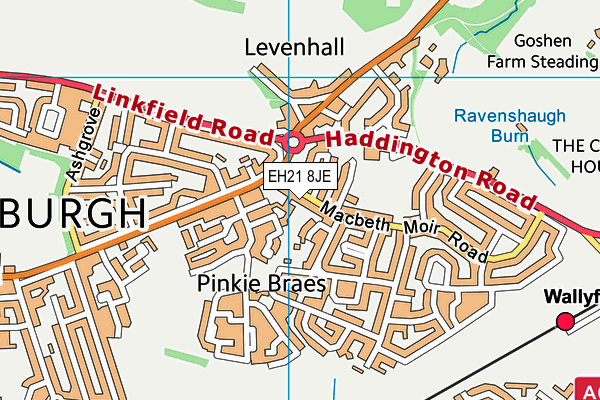 EH21 8JE map - OS VectorMap District (Ordnance Survey)