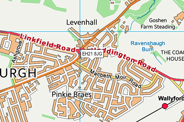 EH21 8JG map - OS VectorMap District (Ordnance Survey)