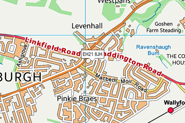 EH21 8JH map - OS VectorMap District (Ordnance Survey)