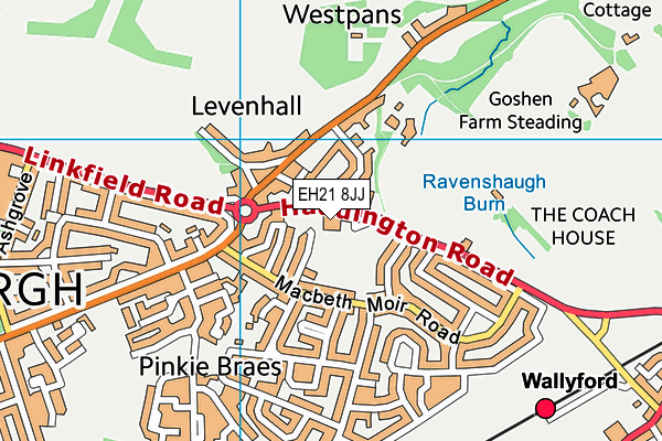 EH21 8JJ map - OS VectorMap District (Ordnance Survey)