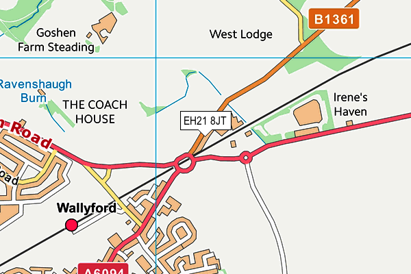 EH21 8JT map - OS VectorMap District (Ordnance Survey)