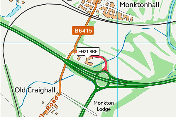 EH21 8RE map - OS VectorMap District (Ordnance Survey)