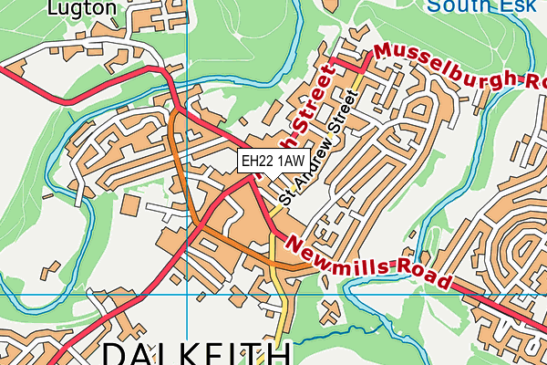 EH22 1AW map - OS VectorMap District (Ordnance Survey)