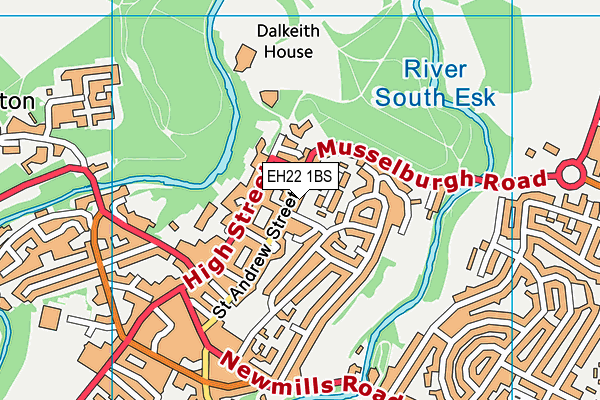 EH22 1BS map - OS VectorMap District (Ordnance Survey)