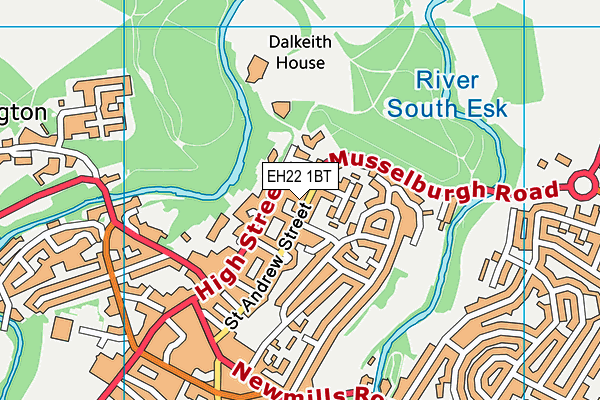 EH22 1BT map - OS VectorMap District (Ordnance Survey)