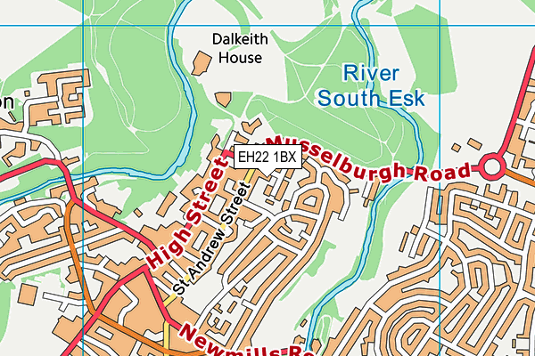 EH22 1BX map - OS VectorMap District (Ordnance Survey)