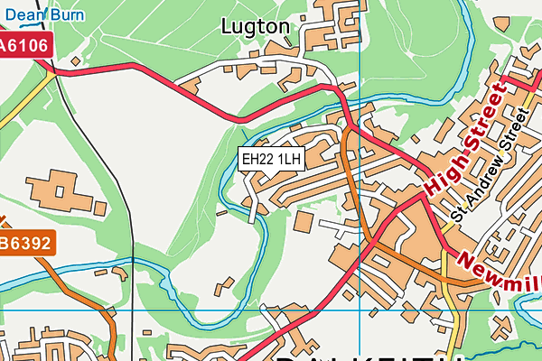 EH22 1LH map - OS VectorMap District (Ordnance Survey)