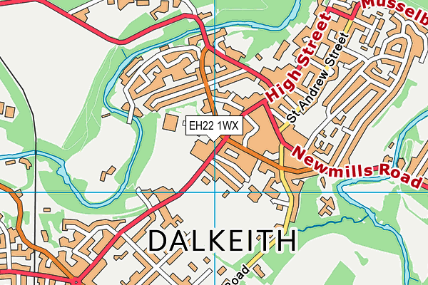 EH22 1WX map - OS VectorMap District (Ordnance Survey)