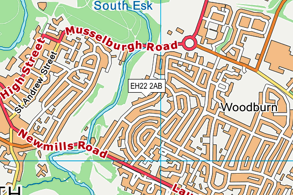 EH22 2AB map - OS VectorMap District (Ordnance Survey)