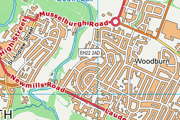 EH22 2AD map - OS VectorMap District (Ordnance Survey)