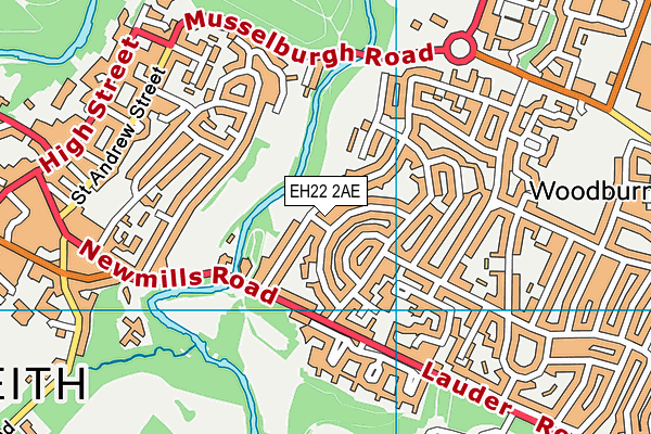 EH22 2AE map - OS VectorMap District (Ordnance Survey)