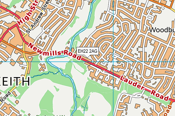 EH22 2AG map - OS VectorMap District (Ordnance Survey)