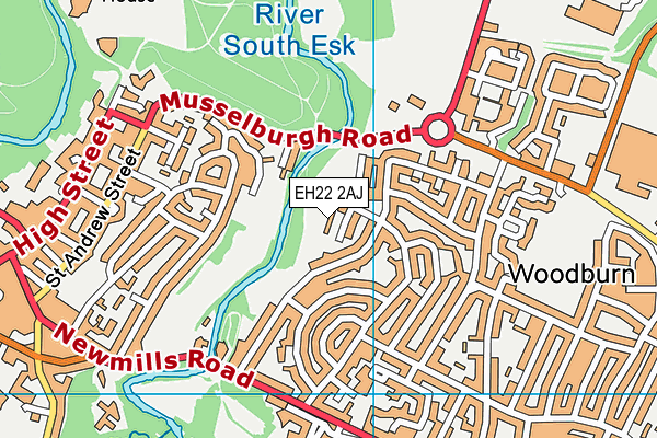 EH22 2AJ map - OS VectorMap District (Ordnance Survey)