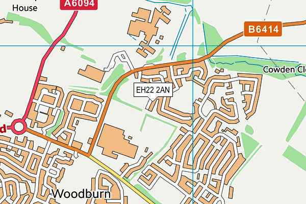 EH22 2AN map - OS VectorMap District (Ordnance Survey)