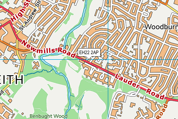 EH22 2AP map - OS VectorMap District (Ordnance Survey)