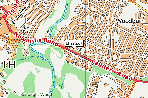 EH22 2AR map - OS VectorMap District (Ordnance Survey)