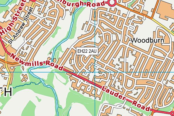 EH22 2AU map - OS VectorMap District (Ordnance Survey)