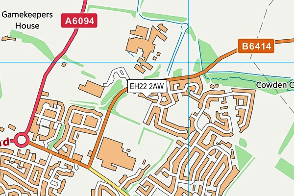 EH22 2AW map - OS VectorMap District (Ordnance Survey)