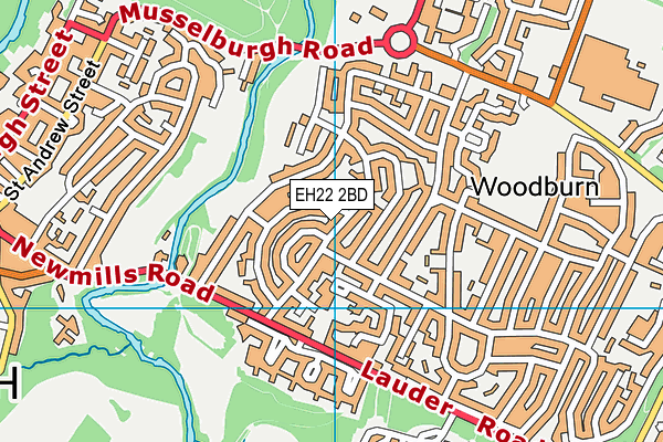 EH22 2BD map - OS VectorMap District (Ordnance Survey)