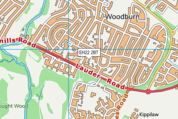 EH22 2BT map - OS VectorMap District (Ordnance Survey)