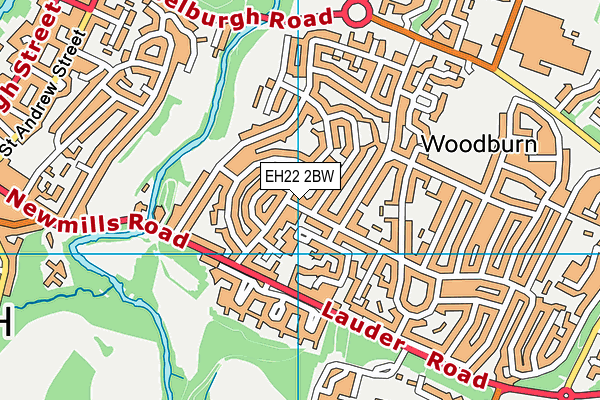 EH22 2BW map - OS VectorMap District (Ordnance Survey)