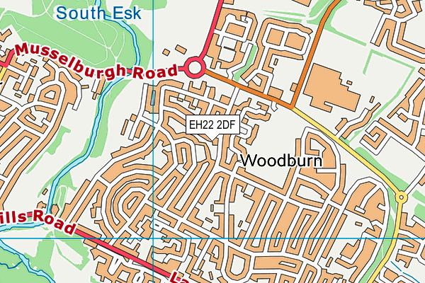 EH22 2DF map - OS VectorMap District (Ordnance Survey)