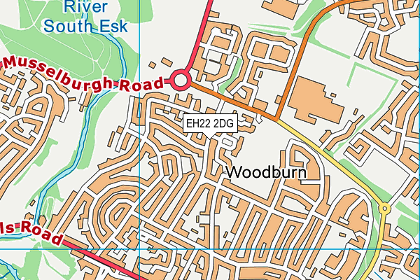 EH22 2DG map - OS VectorMap District (Ordnance Survey)