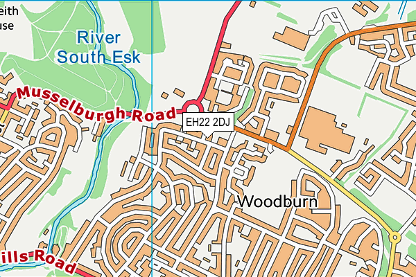 EH22 2DJ map - OS VectorMap District (Ordnance Survey)