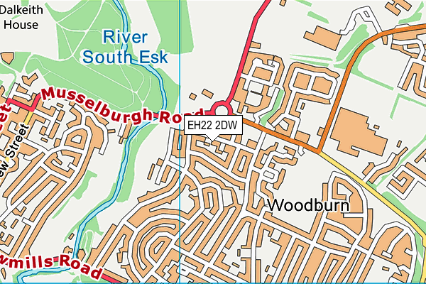 EH22 2DW map - OS VectorMap District (Ordnance Survey)