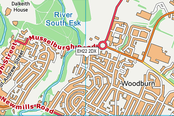 EH22 2DX map - OS VectorMap District (Ordnance Survey)